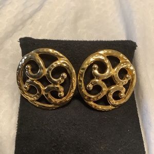 Beautiful Goldtone Posted Earrings Swirls